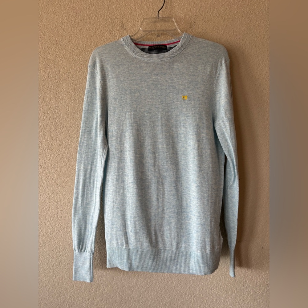 Scotch & Soda Men Seaglass Blue Crewneck Cotton Wool Pullover Sweater NWT Small‎
